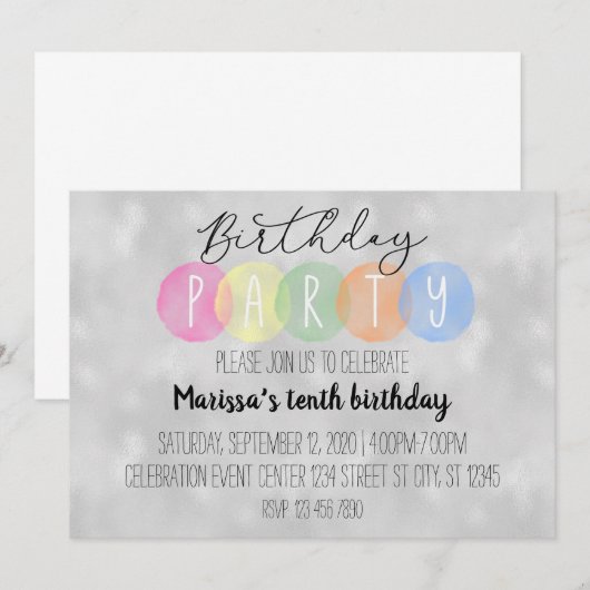 uitnodiging voor jarig meisje (Voorkant / Achterkant)