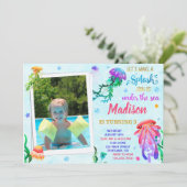 Uitnodiging voor jellyfish-verjaardag Onder zee ui (Staand voorkant)