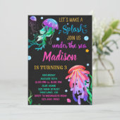 Uitnodiging voor jellyfish-verjaardag Onder zee ui (Staand voorkant)