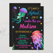 Uitnodiging voor jellyfish-verjaardag Onder zee ui (Voorkant / Achterkant)