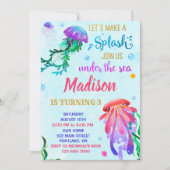 Uitnodiging voor jellyfish-verjaardag Onder zee ui (Voorkant)