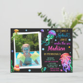 Uitnodiging voor jellyfish-verjaardag Onder zee ui (Staand voorkant)