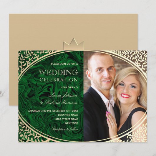 Uitnodiging voor Jewel Tone Wedding (Voorkant / Achterkant)