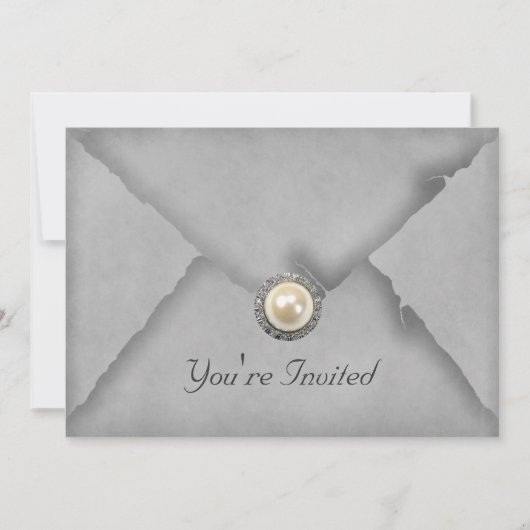 Uitnodiging voor 'Jewels and Lace Gray' feestje (Voorkant)