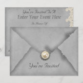 Uitnodiging voor 'Jewels and Lace Gray Party'-fees (Voorkant / Achterkant)