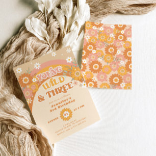 Uitnodiging voor jonge wilde en drie retro-verjaar