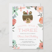 Uitnodiging voor jonge, wilde en drie verjaardag (Voorkant)