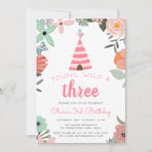 Uitnodiging voor jonge, wilde en drie verjaardag (Voorkant)