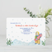 Uitnodiging voor jongen die wintersport doet (Staand voorkant)