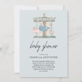 Uitnodiging voor jongens blauwe draaimolen baby sh (Voorkant)