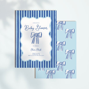 Uitnodiging voor jongens met strik, blauw handgete