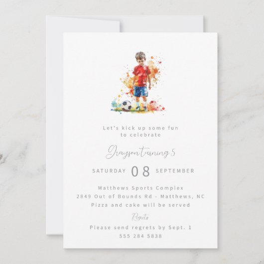 Uitnodiging voor jongensvoetbal verjaardagsfeest - (Voorkant)