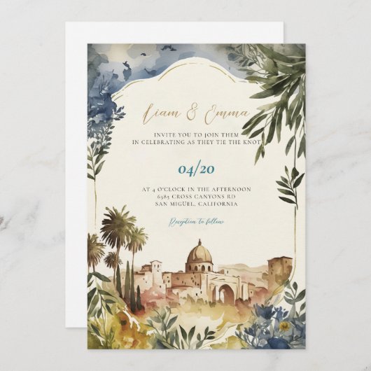 Uitnodiging voor joodse bruiloft | Jerusalem Invit (Voorkant / Achterkant)