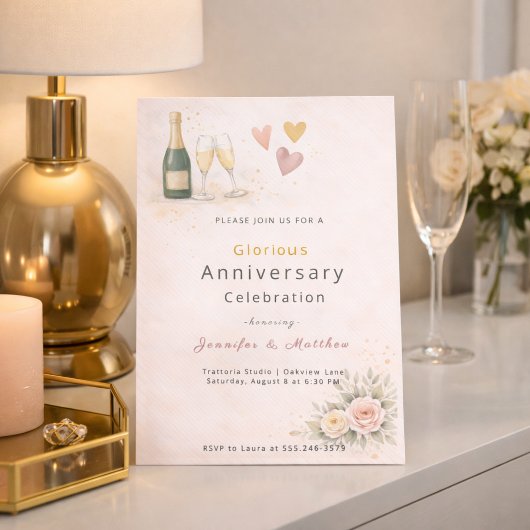 Uitnodiging voor jubileum met Blush Gouden Harten
