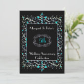 Uitnodiging voor jubileum met vintage turquoise en (Staand voorkant)