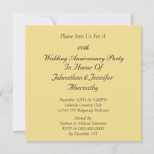 Uitnodiging voor Jubileum van Elegant Wedding (Achterkant)