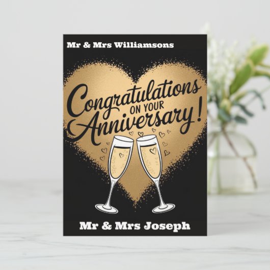 Uitnodiging voor Jubileum van Elegant Wedding (Staand voorkant)