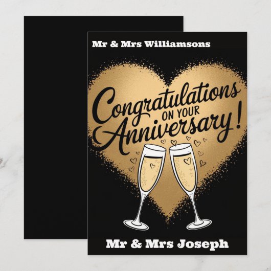 Uitnodiging voor Jubileum van Elegant Wedding (Voorkant / Achterkant)