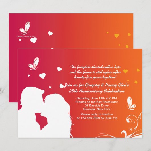 Uitnodiging voor jubileum van minnaars die zoenen (Voorkant / Achterkant)