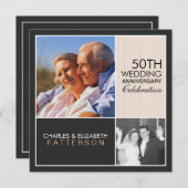 Uitnodiging voor jubileumfeest in moderne blokstij (Voorkant / Achterkant)