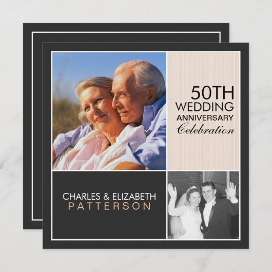 Uitnodiging voor jubileumfeest in moderne blokstij (Voorkant / Achterkant)