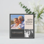 Uitnodiging voor jubileumfeest in moderne blokstij (Staand voorkant)