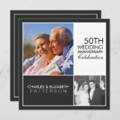 Uitnodiging voor jubileumfeest in moderne blokstij (Voorkant / Achterkant)