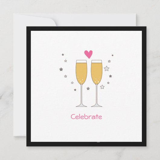 Uitnodiging voor jubileumfeest met champagne - wit (Achterkant)