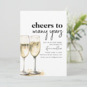 Uitnodiging voor jubileumfeest met 'Cheers to Many (Staand voorkant)