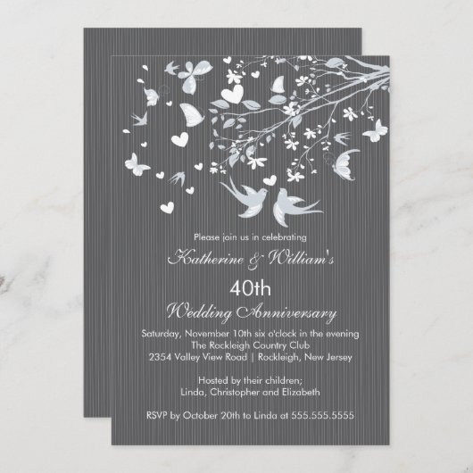 Uitnodiging voor jubileumfeest voor moderne liefde (Voorkant / Achterkant)