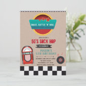 Uitnodiging voor Jukebox-verjaardag (Staand voorkant)