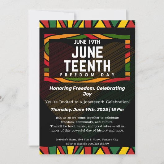 Uitnodiging voor Juneteenth-vieringen ter ere van (Voorkant)