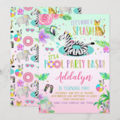 Uitnodiging voor Jungle Pool Party (Voorkant / Achterkant)