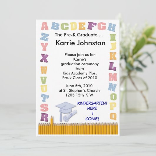 Uitnodiging vóór K afstuderen (Staand voorkant)