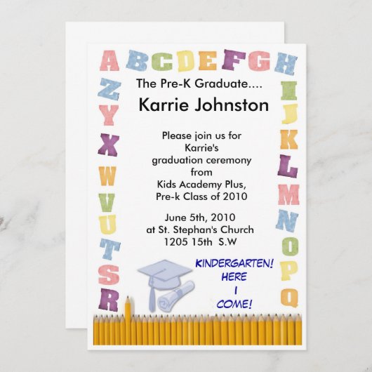 Uitnodiging vóór K afstuderen (Voorkant / Achterkant)