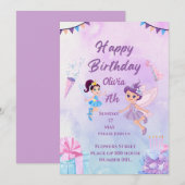 Uitnodiging voor Kaart van Magical Fairies Girls (Voorkant / Achterkant)