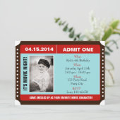 Uitnodiging voor kaartjes met foto's - Blauw rood (Staand voorkant)