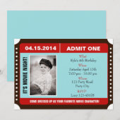 Uitnodiging voor kaartjes met foto's - Blauw rood (Voorkant / Achterkant)