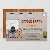 Uitnodiging voor kantoor verjaardagsfeest thema (Voorkant / Achterkant)