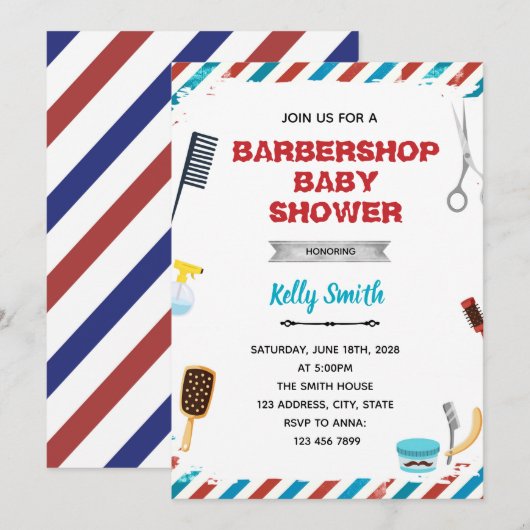 Uitnodiging voor kappersparty (Voorkant / Achterkant)