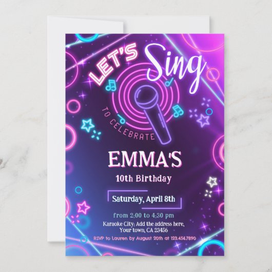 Uitnodiging voor Karaoke Feestje (Voorkant)