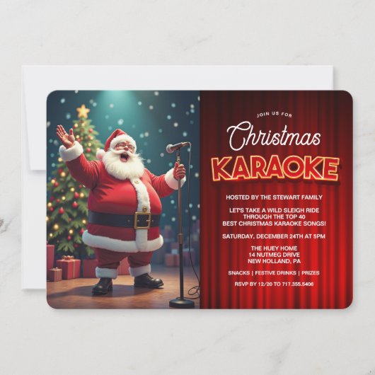 Uitnodiging voor Karaoke kerstfeest (Voorkant)