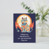 Uitnodiging voor kat retro feestje briefkaart (Staand voorkant)