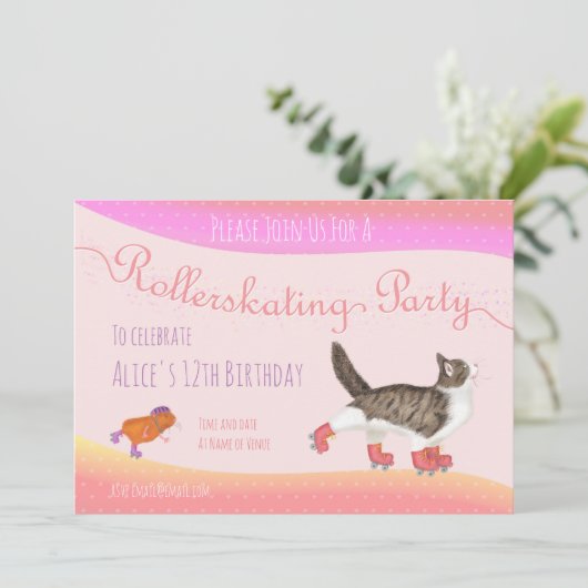 Uitnodiging voor katten- en cavia-rolletjes (Staand voorkant)