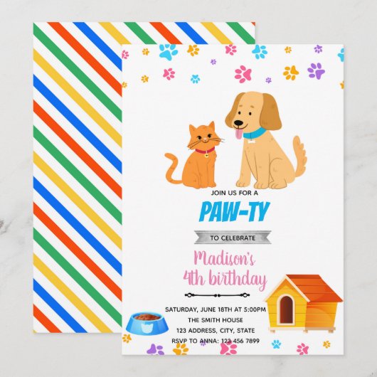 Uitnodiging voor katten- en hondenkatten (Voorkant / Achterkant)