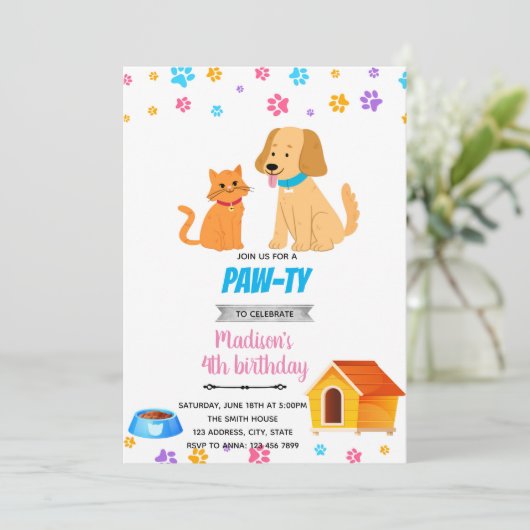 Uitnodiging voor katten- en hondenkatten (Staand voorkant)