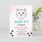 Uitnodiging voor kattengezicht feest thema (Staand voorkant)