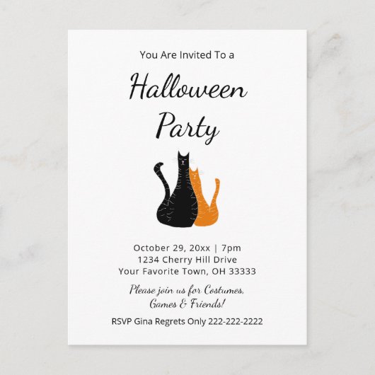 Uitnodiging voor kattenkatten van Halloween Party (Voorkant)