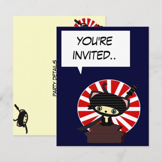 uitnodiging voor kawaii japan ninja (Voorkant / Achterkant)