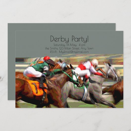 Uitnodiging voor Kentucky Derby Kijkfeest (Voorkant / Achterkant)